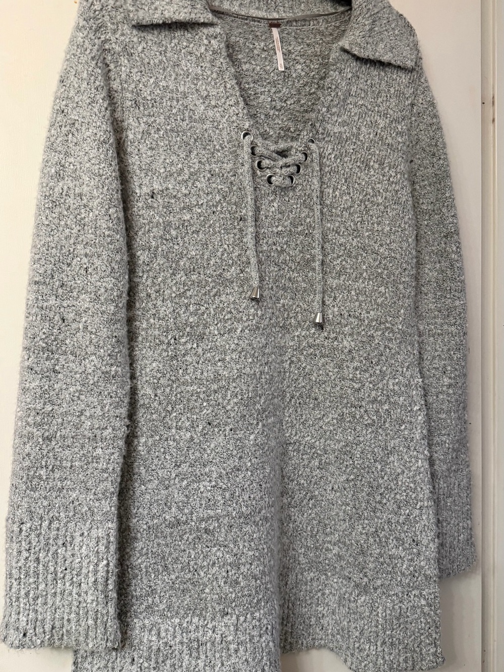 Free People Milena Gray Knit Long Sleeve Mini Dress NWT - Picture 5 of 10